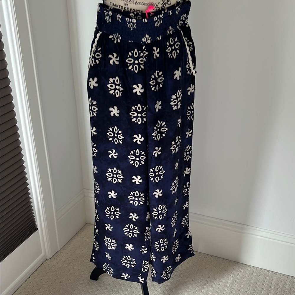 Monsoon Blue and White Embellished Maxi Resort/Casual Trousers